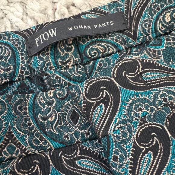NWOT Paisley Women's Dress Pants | Fancy Trousers Turquoise - Picture 4 of 9